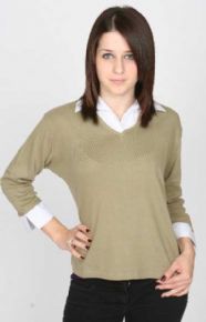 Ladies 2 in 1 Blouse/V Neck Jumper