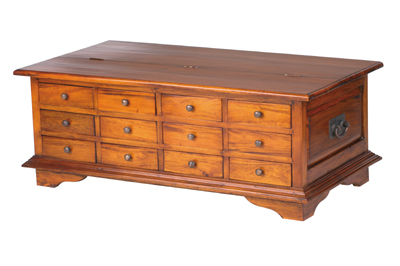 SOLID MAHOGANY 12 DRAWER COFFEE TABLE