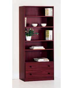 Mahogany Extra Deep Bookcase and 2 Drawers