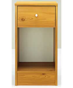 Size (H)60.6, (W)31.6, (D)24.6cm.Plinth based cabinet with 1 drawer.Silver effect handle.Fixings and