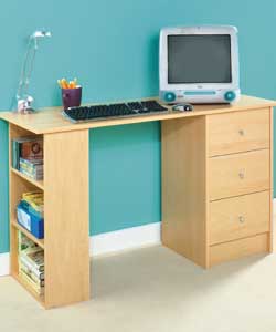 Malibu Beech Effect 3 Drawer Desk