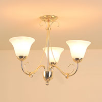 Manor Three Light Semi Flush Brass Finish