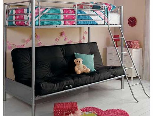 This bunk bed is perfect for creating a relaxed kids bedroom. With a futon underneath the main bed