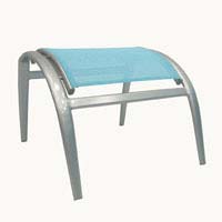 Monaco Blue Footstool Aluminium Frame and Vinyl Coated Polyester