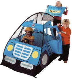 Fun monster truck in lightweight pop up for indoor