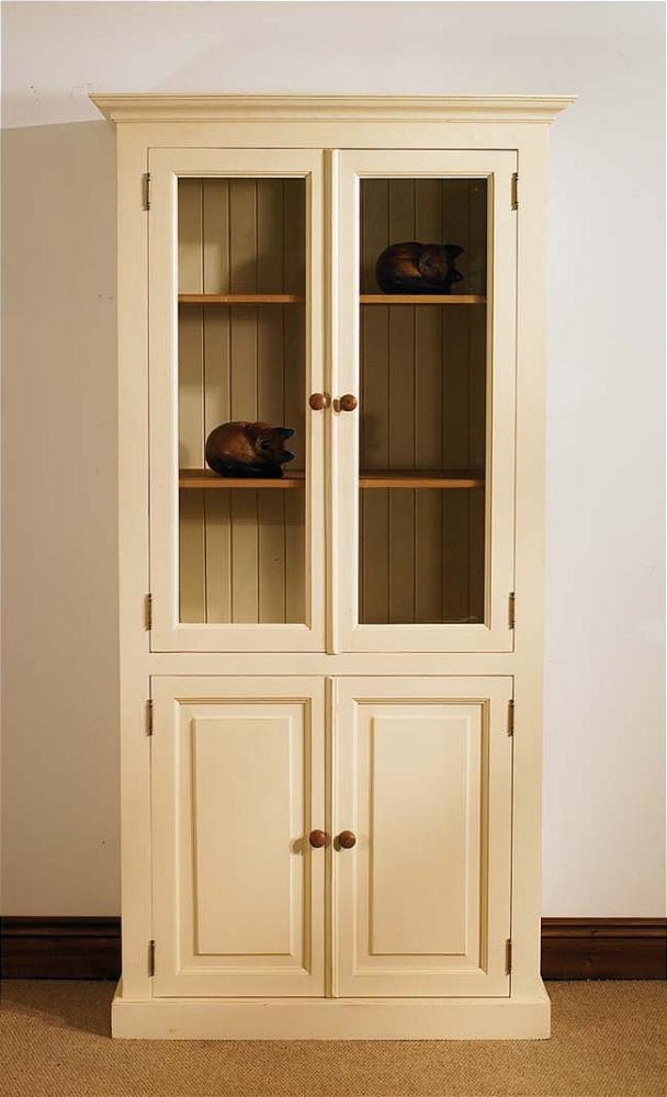 Unbranded Mottisfont Painted Glazed Bookcase (Cream, Pine,