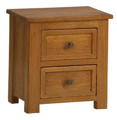 OAK BEDSIDE 2 DRAWER LARTISAN