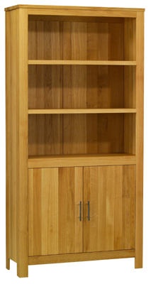 OAK BOOKCASE WITH DOORS BLENHEIM