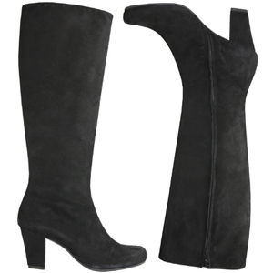 A knee high Suede boot from Jones Bootmaker 'One' range. Features a chiseled toe, covered he