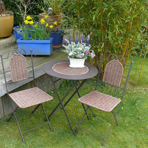 Unbranded P.U. Rattan Round Table and 2 Chairs