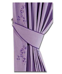 Pair of Lilac Leaf Trail Ready Made Curtains 116 x 228