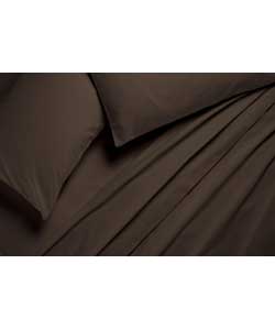 Plain Dyed Double Sheet Set - Chocolate