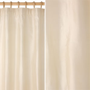 Plain Silk Pencil Pleat Curtains- Ivory- W168 x Drop 228cm