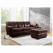 Unbranded Portobello Leather Footstool, Chocolate