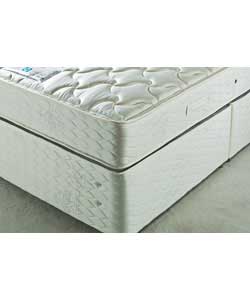 Unique Posturepedic spring system and patented Torson 2000 sprung edge divan base. Includes