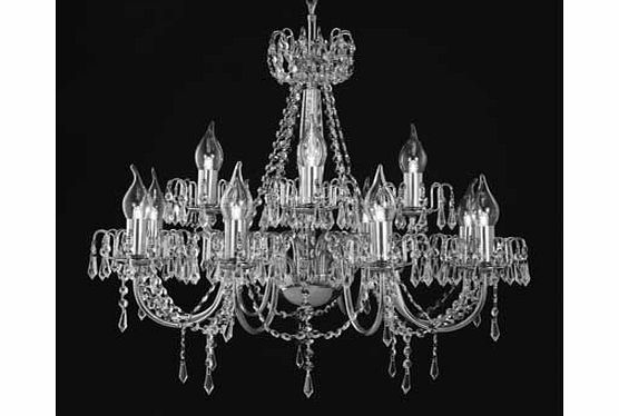 The Reims Chandelier is beautifully draped in sparkling crystals and beads making it a perfect grand statement. Bulb covers in flame shaped glass add an authentic touch. Hung in your living room or hallway this centrepiece will add glamour and style 