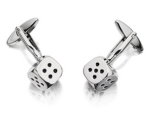 Unbranded Rhodium Plated Detachable Dice Cufflinks 015396