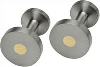 Unbranded Round Flat Titanium Cufflinks with Yellow Insert