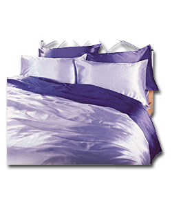 Satin King Size Duvet Set - Lilac - Machine washable