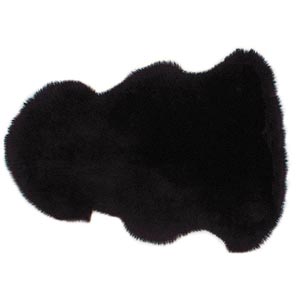 Sheepskin rug. Four star quality Australian sheepskin in black. Single size. 92cm x 76cm. Please not