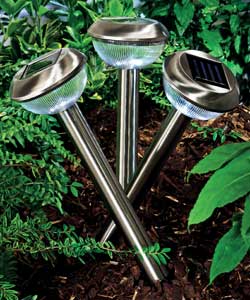 Unbranded Stainless Steel Set of 3 Solar Lights