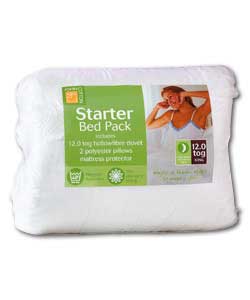 12 tog starter bed pack. Includes duvet, 2 pillows