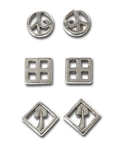 Sterling Silver Rennie Mackintosh Style Studs - Set of 3.