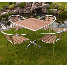 Unbranded Teak/Aluminium Cafe Set