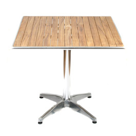 Unbranded Teak and Aluminium Cafe Table Square 80cmx80cm