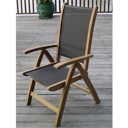 Teak and Textolene Recliner