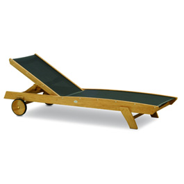 Unbranded Teak and Textolene Sunlounger