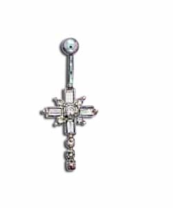 Titanium Crystal Cross Drop Body Bar