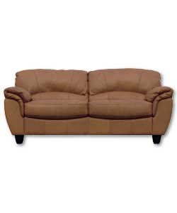 Suitable for general use. 100% corrected grain leather. Fibre filled back and arm cushions. Size