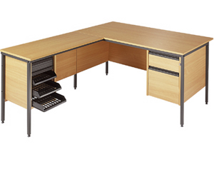 Value line L shape desk H leg(one pedestal & tambour unit)