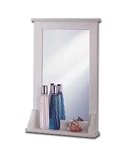 White Bathroom Mirror with Shelf.