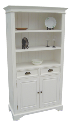 Unbranded WHITE BOOKCASE 2DR 2DWR KRISTINA