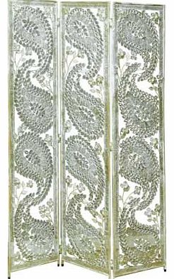 White Paisley Metal Screen