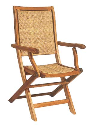 Wicker folding armchair