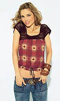 Womens Crochet Print Top