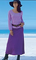 Fully elasticated waist. Length: 34ins. Washable. 50% cotton, 45% viscose, 5% elastane