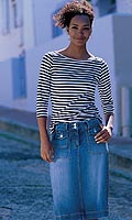 Womens Striped Slash Neck Top