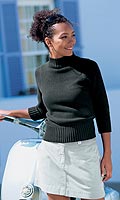 Womens Three-Quarter Sleeve Chunky Roll Neck