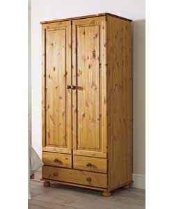 Scandinavian solid pine (except backs and drawer bases) with an antique stain. Turned bun feet and