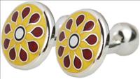 Unbranded Yellow Sunburst Enamel Cufflinks by Veritas