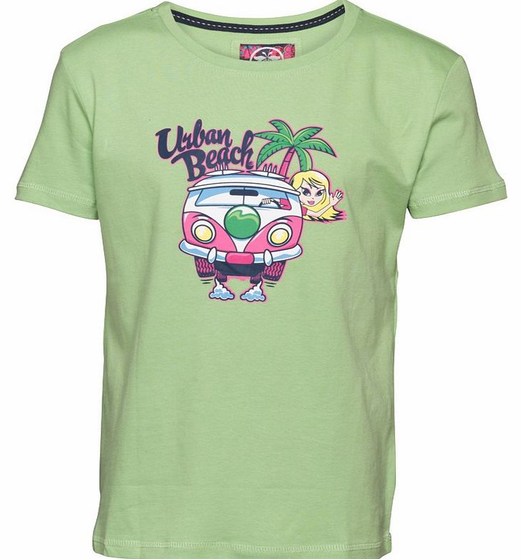 Girls Van Print T-Shirt Green