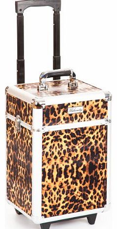 Flexi Leopard Professional College Aluminium Beauty Makeup Cosmetic Trolley Case