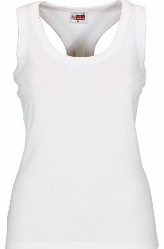 U.S BASIC LADIES RACERBACK VEST TOP - 6 GREAT COLOURS (M - SIZE 10, WHITE)