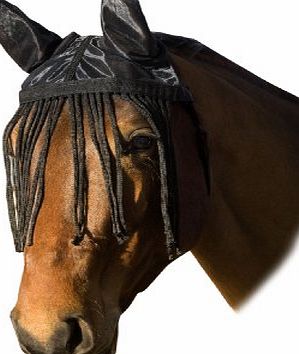 USG Fly Veil with Ear Protector/ Fringes, Pony, Lycra, Black