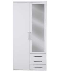 2 Door 3 Drawer Wardrobe - White