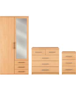 3 Piece 2 Door Wardrobe Package - Pine